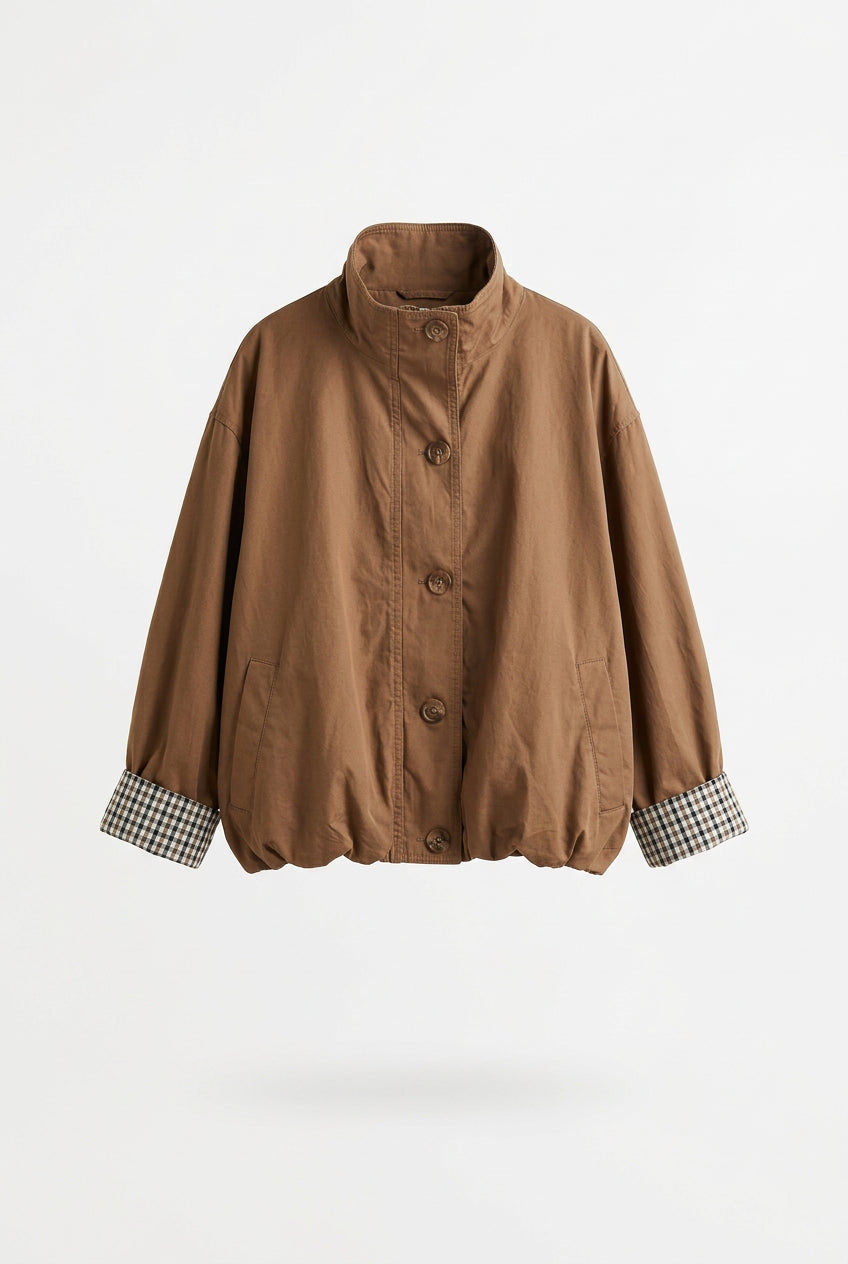 KVLOR™ Plaid Patchwork Stand-Collar Jacket