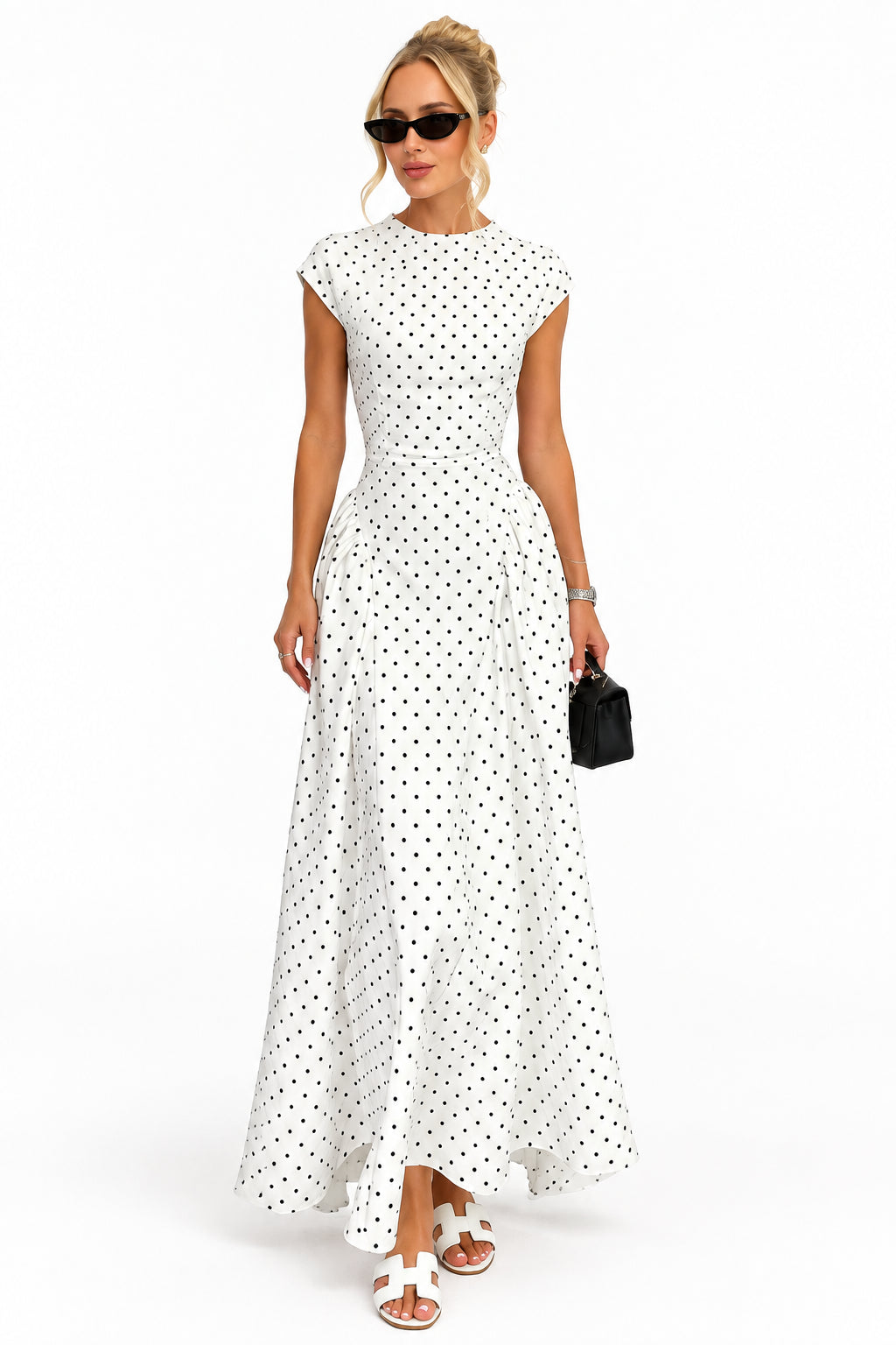 KVLOR™ Polka Dot A-Line Maxi Dress