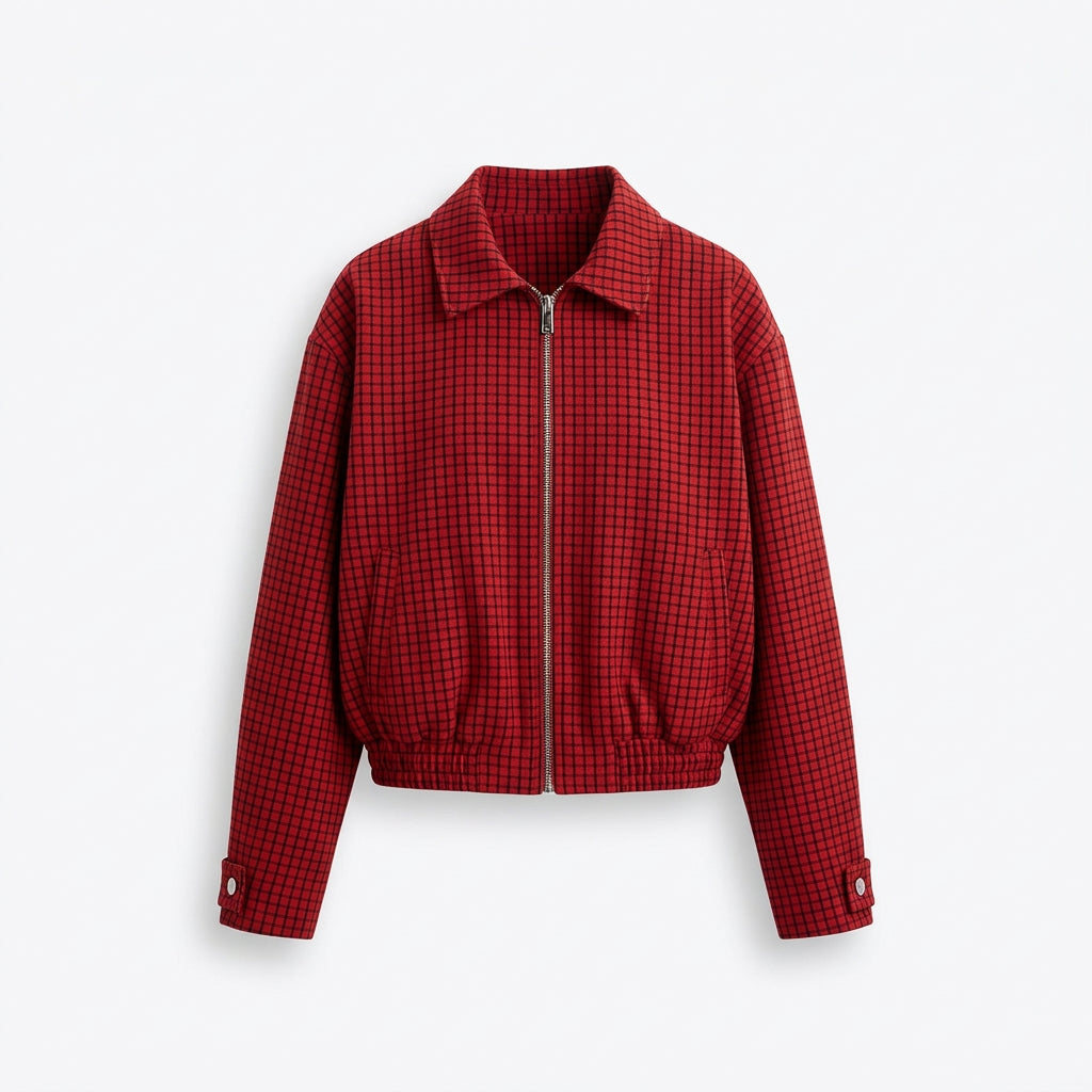 KVLOR™ Plaid Patchwork Stand-Collar Jacket