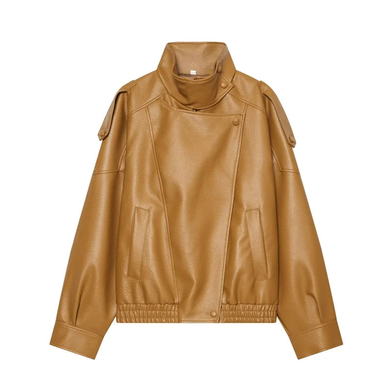 KVLOR™ Faux Leather Moto Jacket