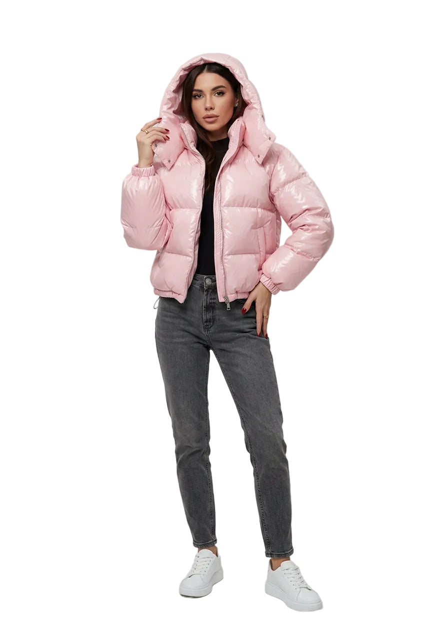 KVLOR™ Glossy Cropped Puffer Jacket