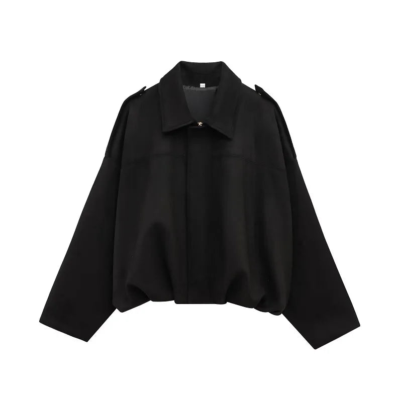 KVLOR™ Oversized Faux Suede Bomber Jacket