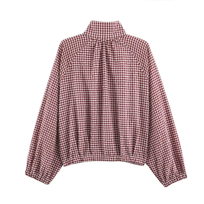KVLOR™ Vintage Gingham Button-Up Jacket