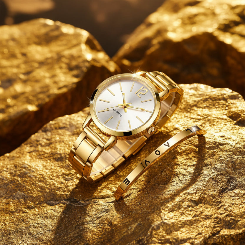 KVLOR™ Women's Watch & Bracelet Set