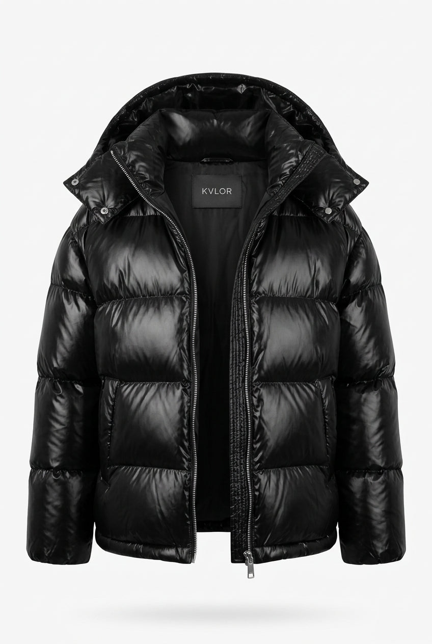 KVLOR™ Glossy Cropped Puffer Jacket