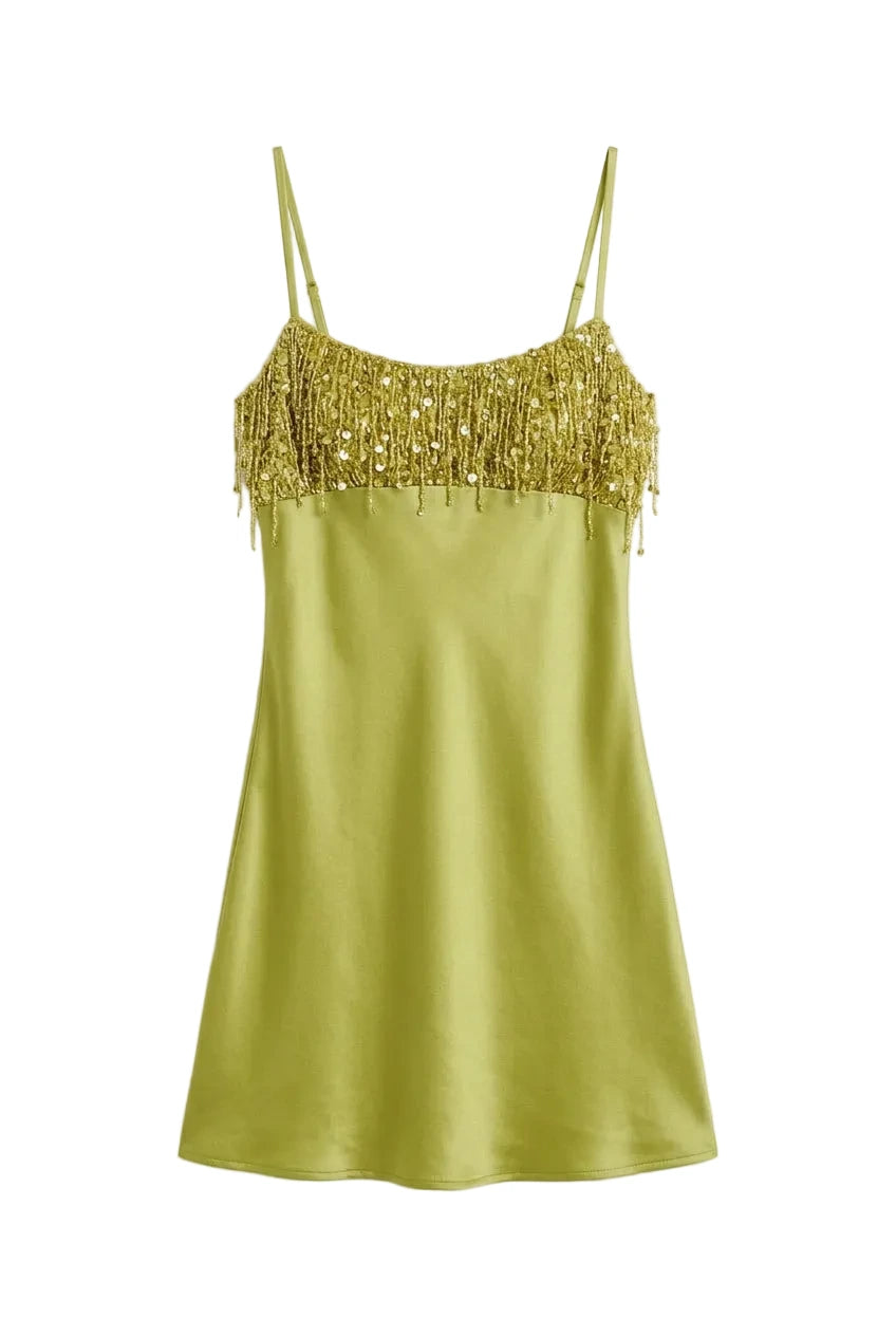 KVLOR™ Sequin Tassel Mini Party Dress