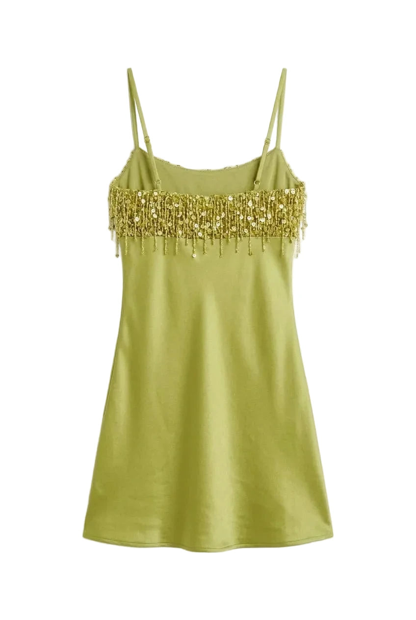 KVLOR™ Sequin Tassel Mini Party Dress