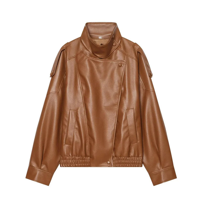 KVLOR™ Faux Leather Moto Jacket
