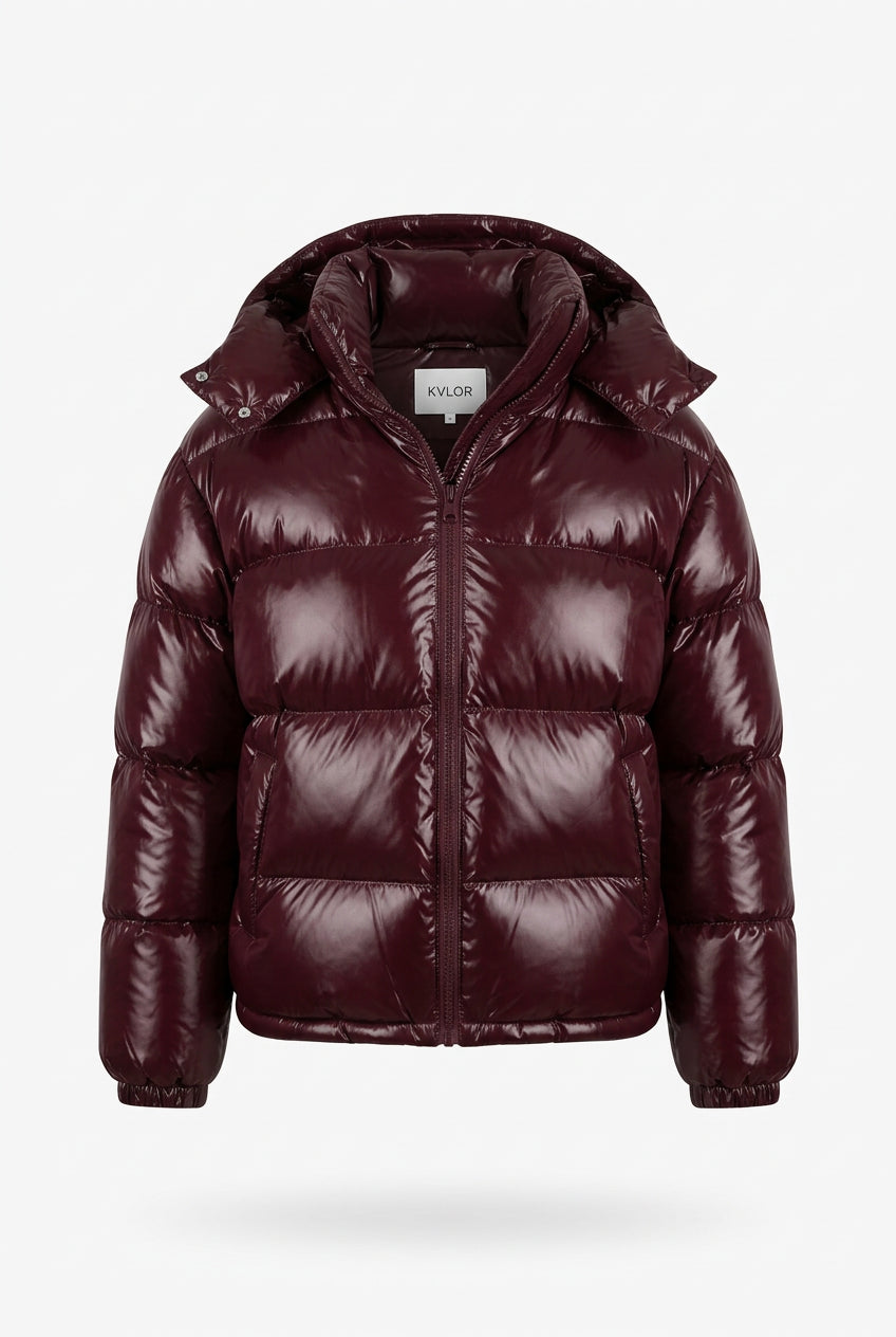 KVLOR™ Glossy Cropped Puffer Jacket
