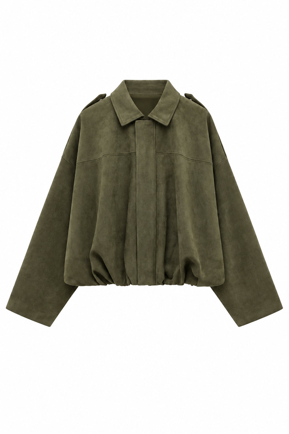 KVLOR™ Oversized Faux Suede Bomber Jacket