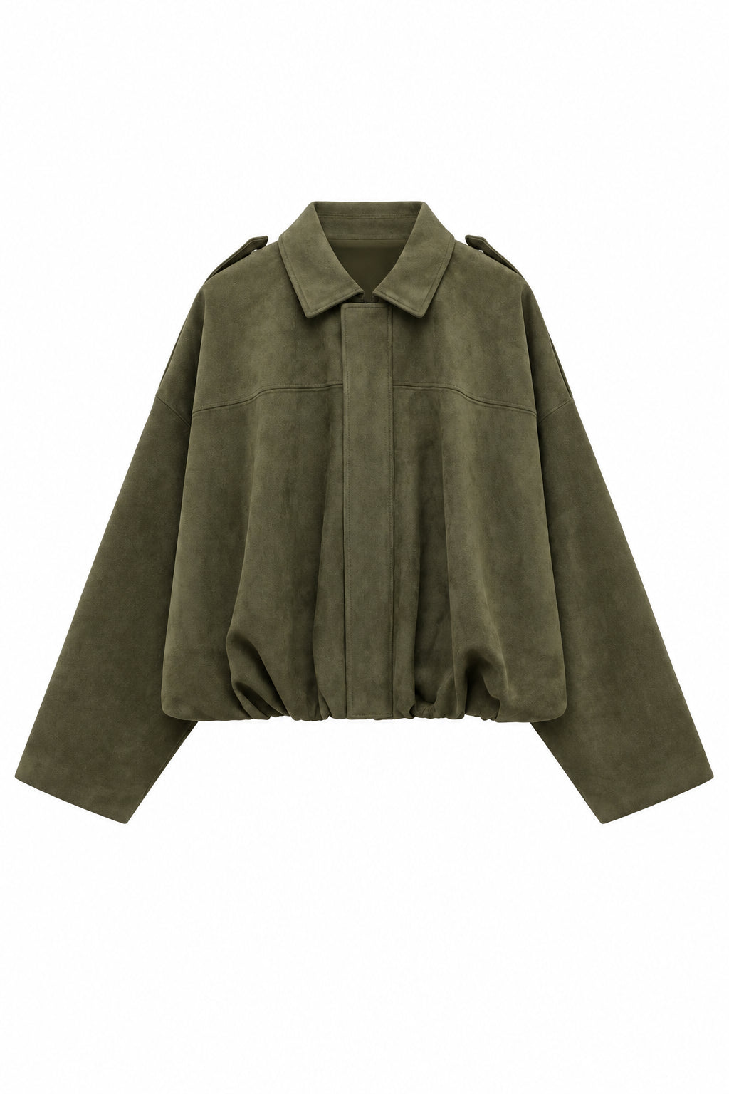KVLOR™ Oversized Faux Suede Bomber Jacket