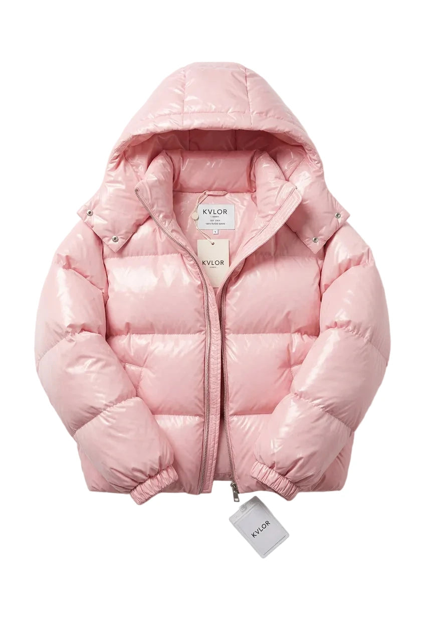 KVLOR™ Glossy Cropped Puffer Jacket