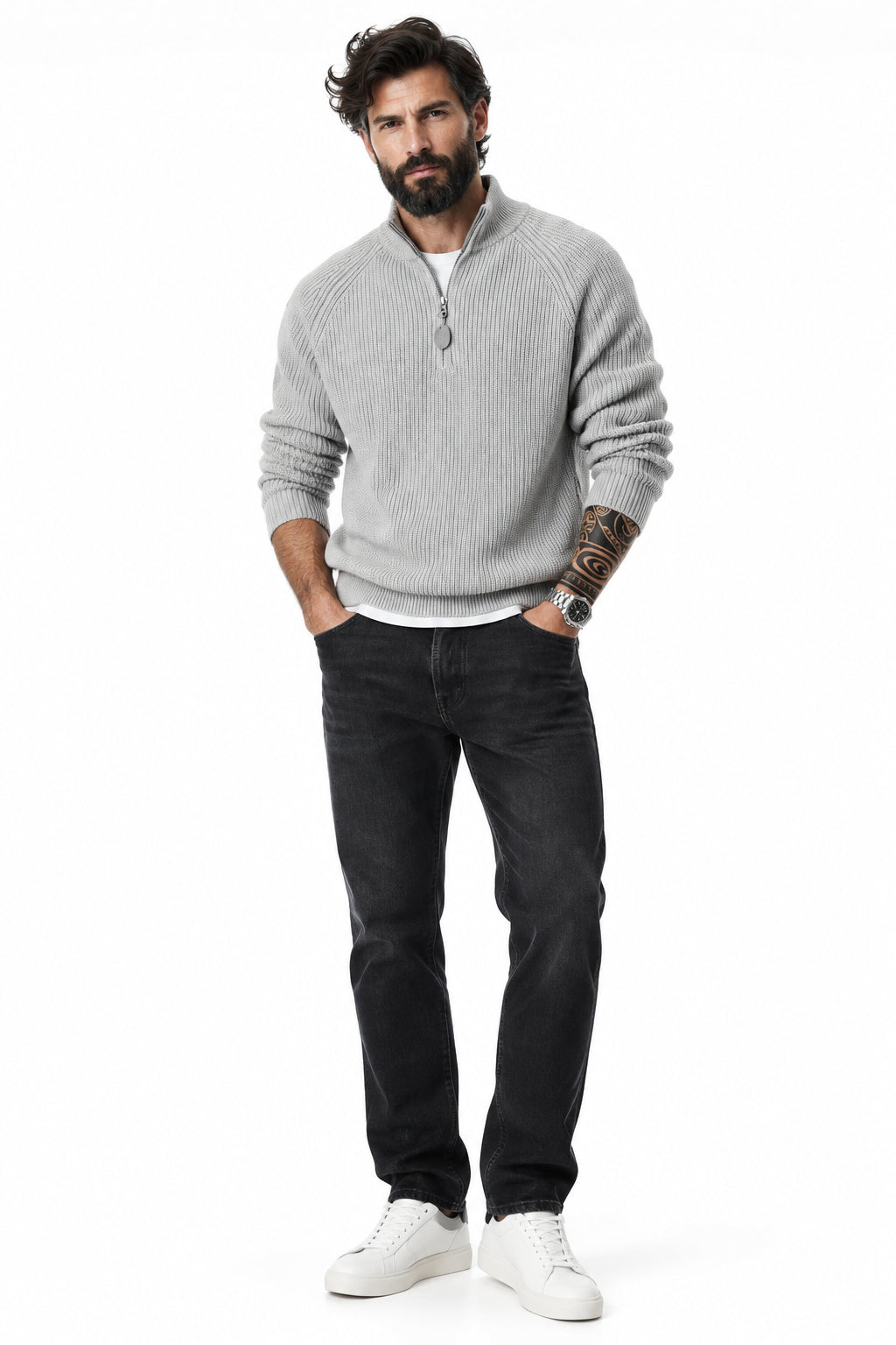KVLOR™ Vintage Half-Zip Knit Sweater