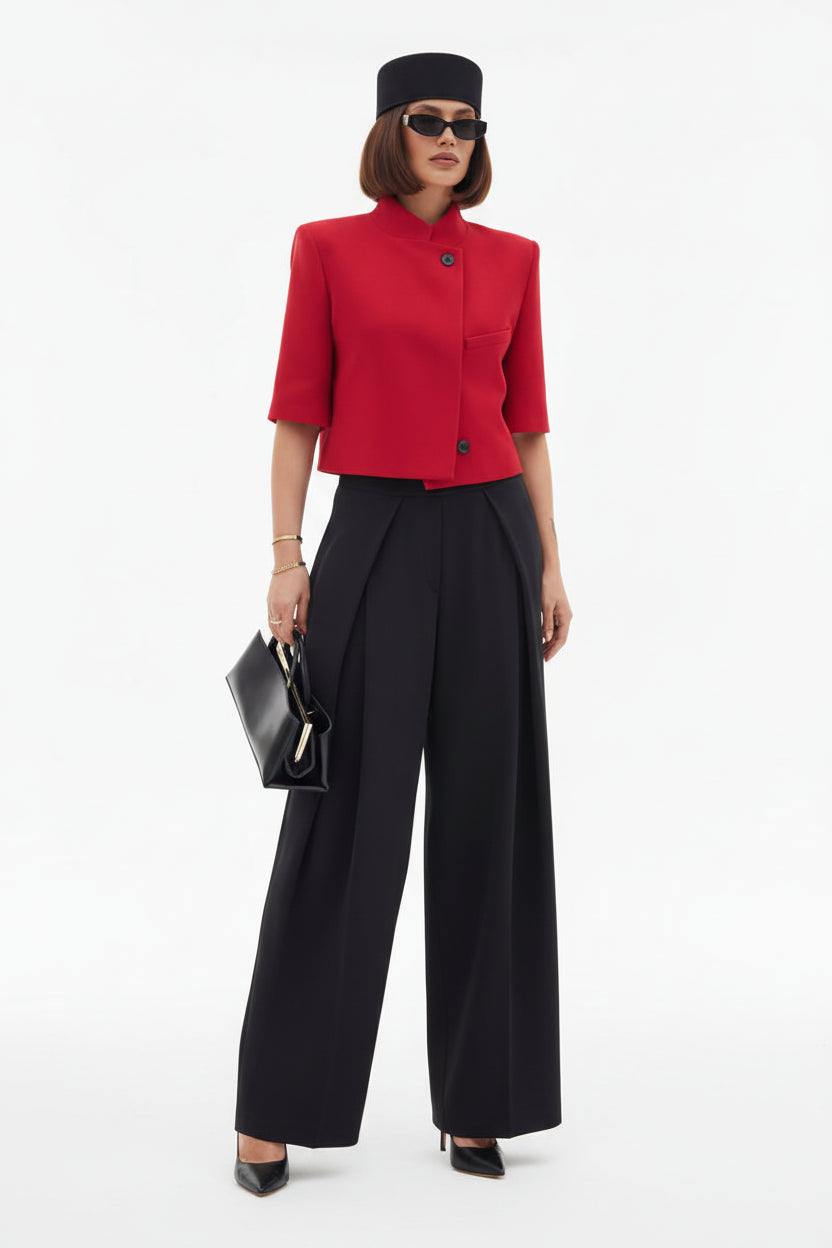 KVLOR™ Short-Sleeve Stand-Collar Blazer