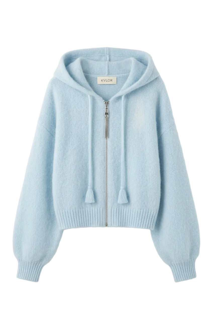 KVLOR™ Hooded Zip-Up Knit Cardigan