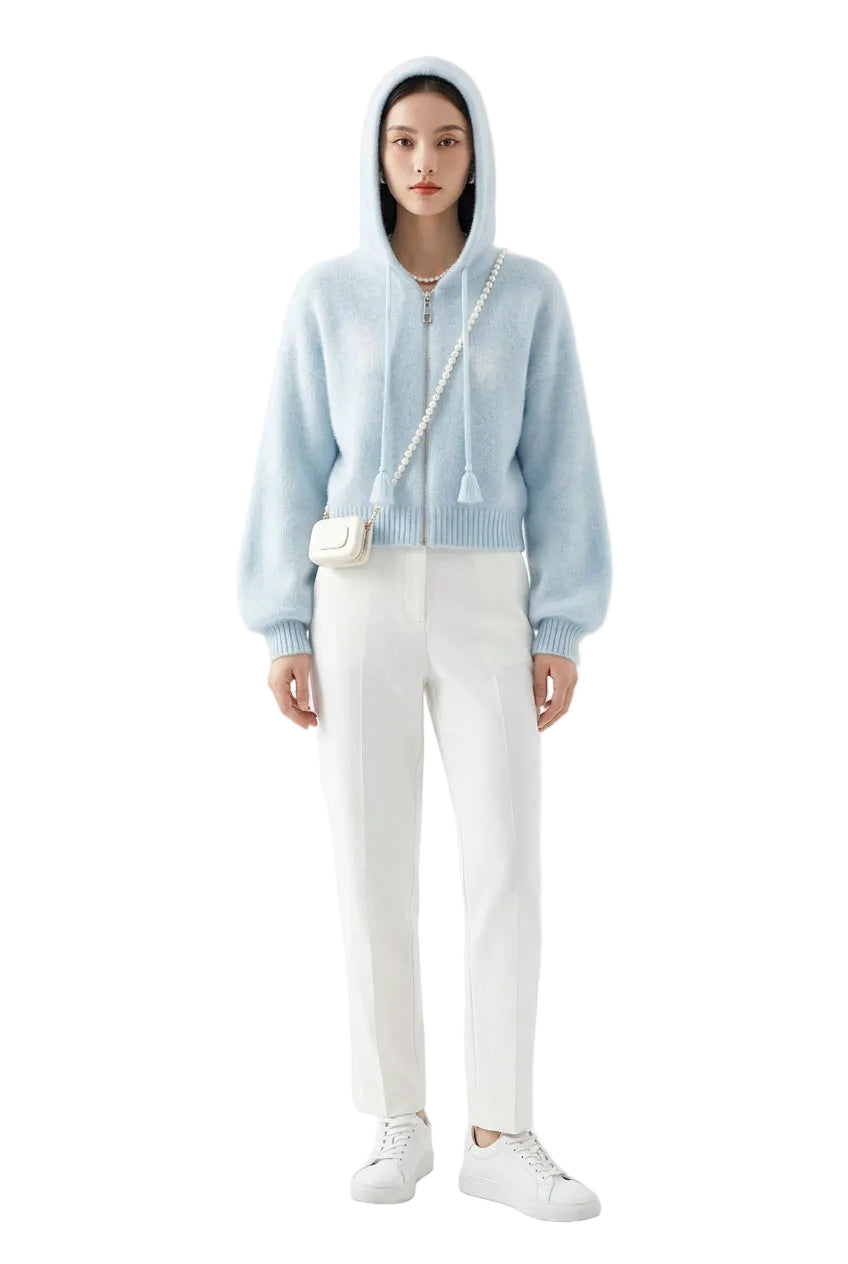 KVLOR™ Hooded Zip-Up Knit Cardigan