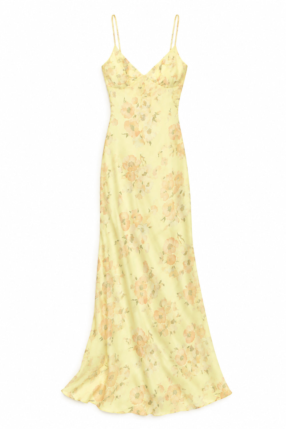 KVLOR™ Yellow Floral V-Neck Maxi Dress