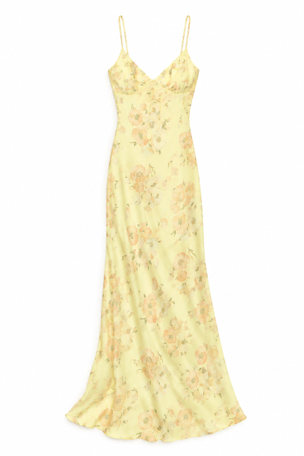 KVLOR™ Yellow Floral V-Neck Maxi Dress