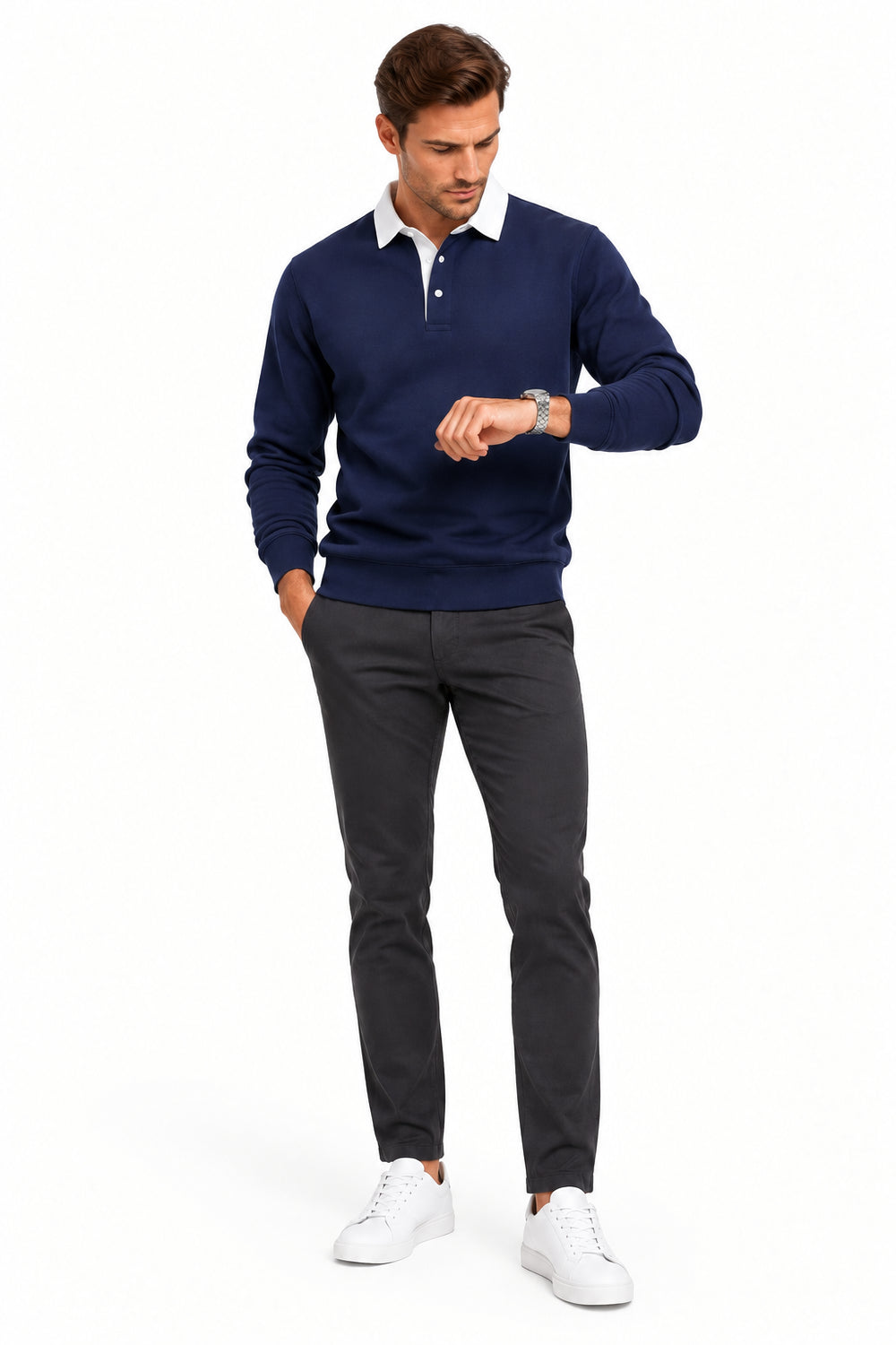 KVLOR™ Cotton Polo-Neck Sweatshirt