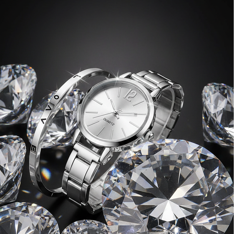 KVLOR™ Women's Watch & Bracelet Set