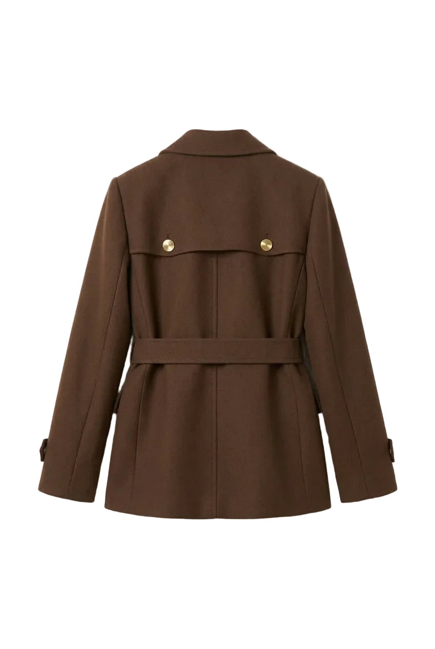 KVLOR™ Belted Double-Breasted Cropped Jacket