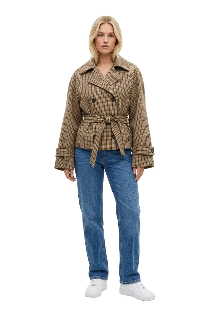 KVLOR™ Belted Plaid Jacket
