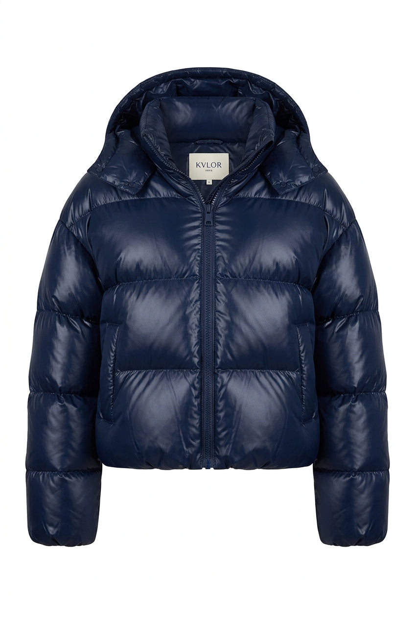 KVLOR™ Glossy Cropped Puffer Jacket