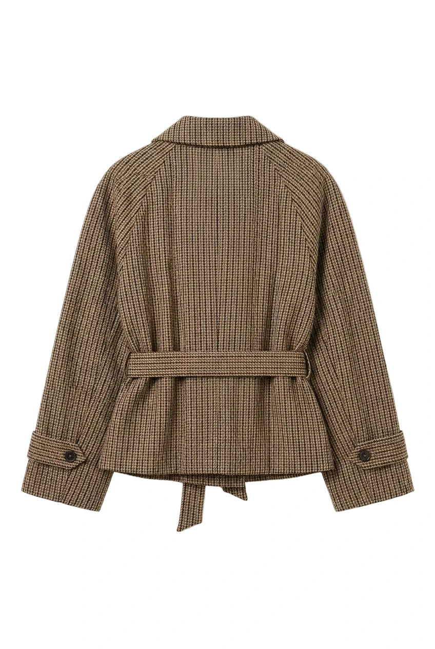 KVLOR™ Belted Plaid Jacket