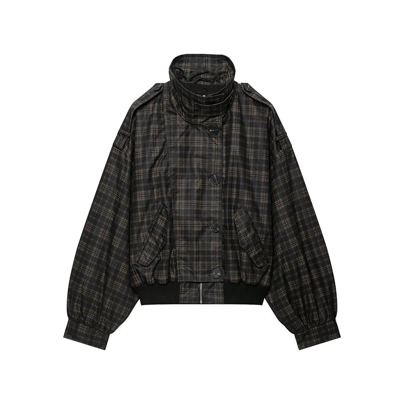 KVLOR™ Plaid Patchwork Stand-Collar Jacket