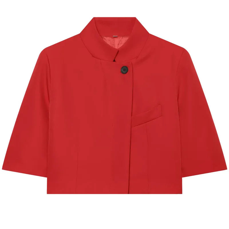 KVLOR™ Short-Sleeve Stand-Collar Blazer
