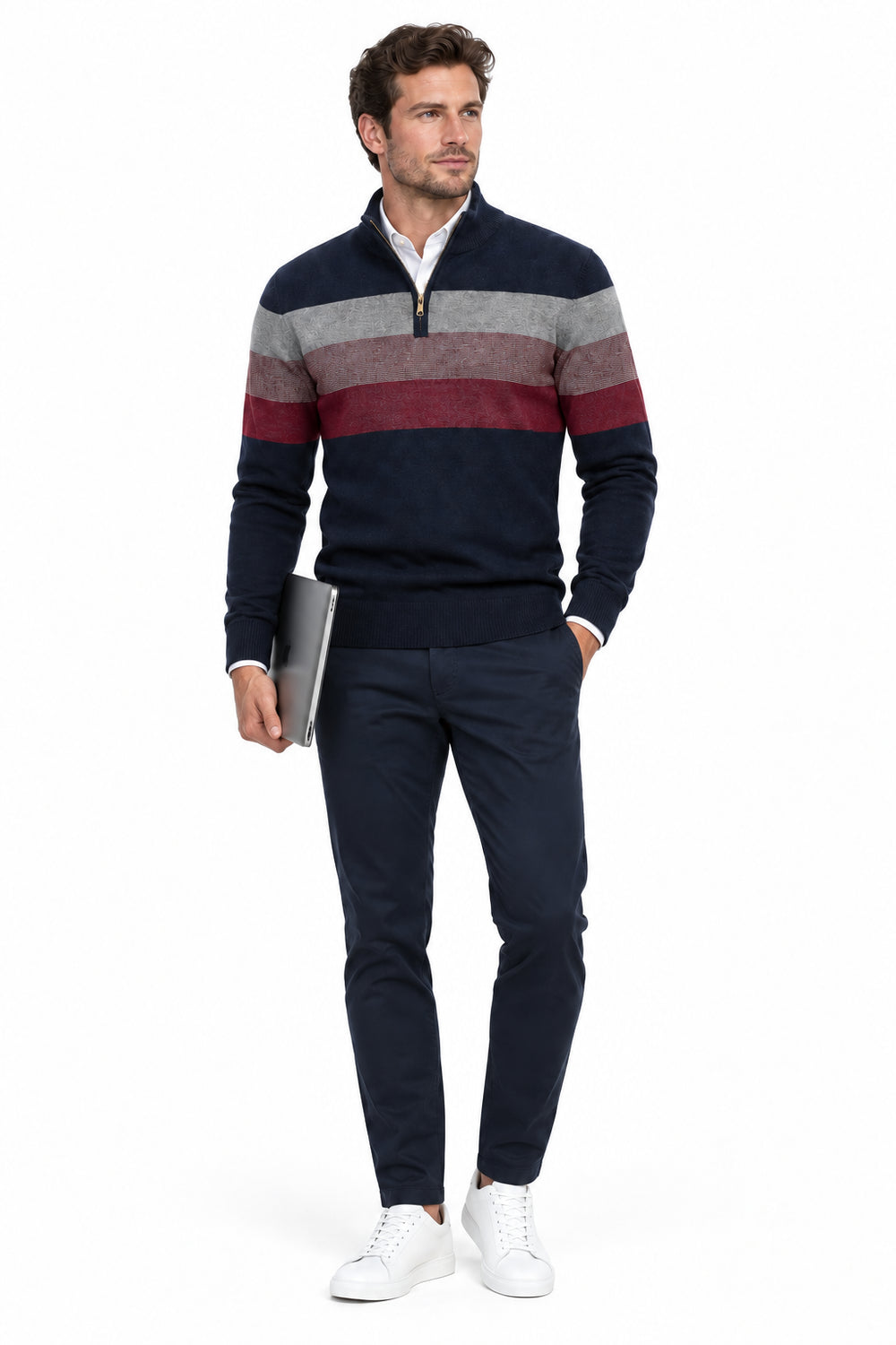 KVLOR™ Patchwork Mock-Neck Sweater