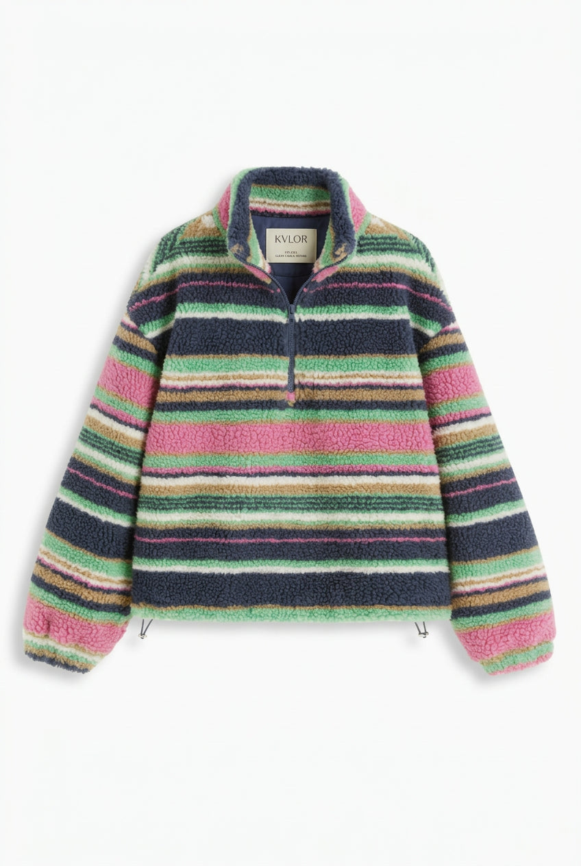 KVLOR™ Striped Half-Zip Fleece Pullover