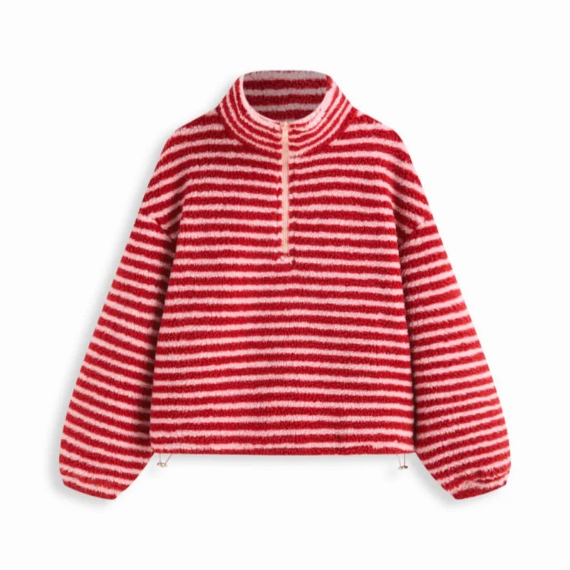 KVLOR™ Striped Half-Zip Fleece Pullover