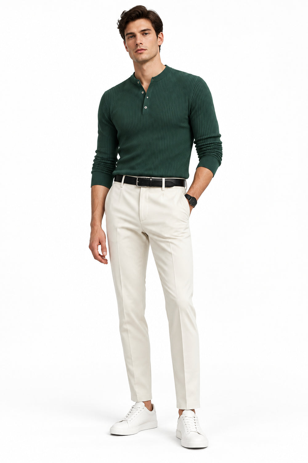 KVLOR™ Ribbed Stripe Henley