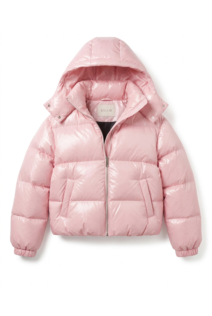 KVLOR™ Glossy Cropped Puffer Jacket