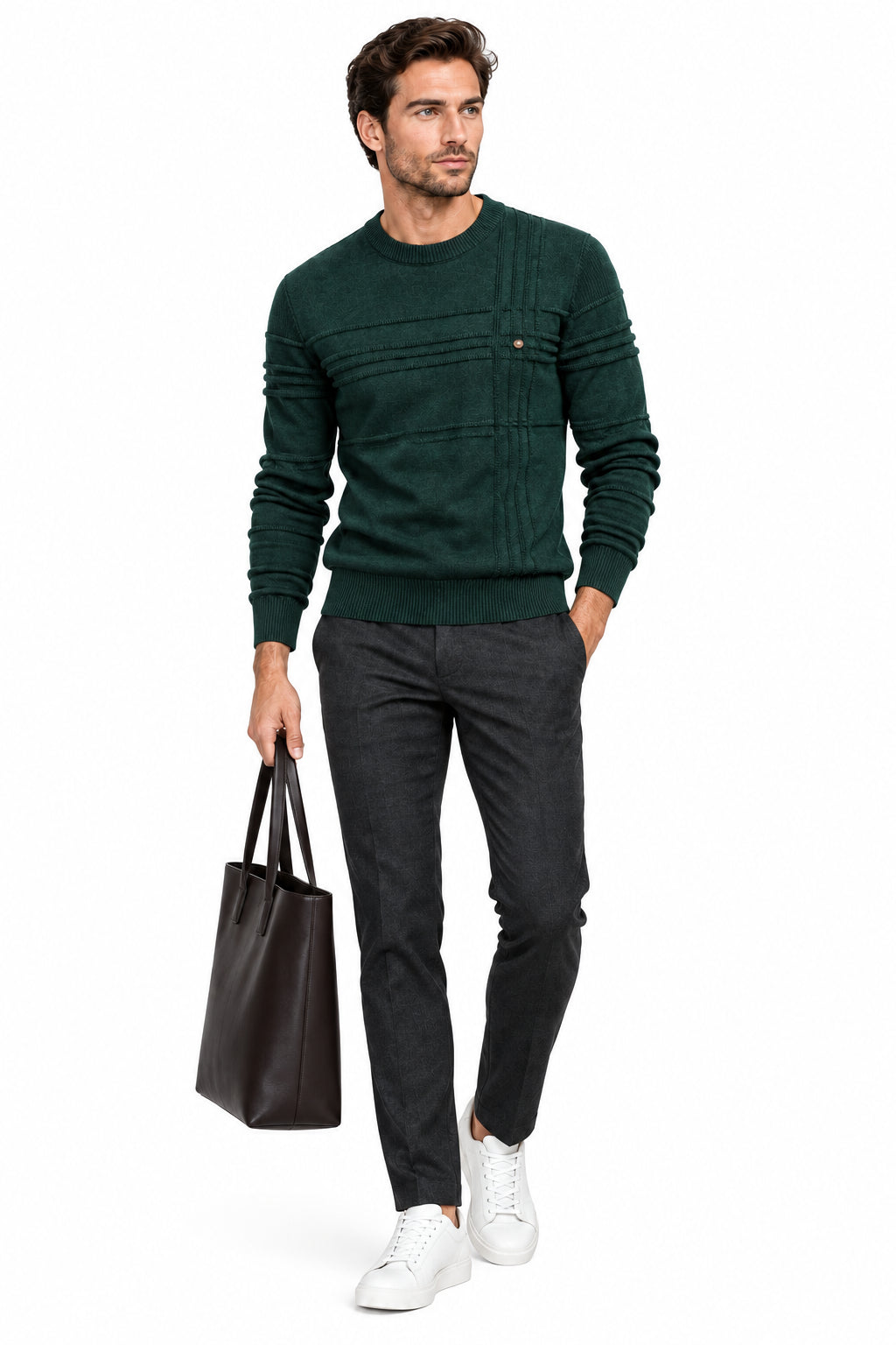 KVLOR™ Striped Crewneck Sweater