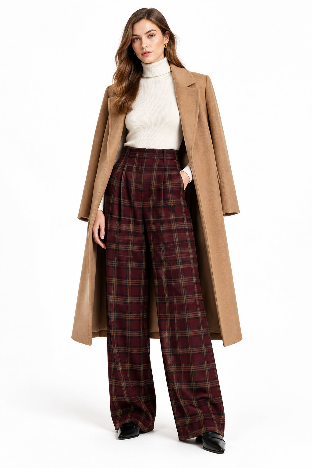KVLOR™ Pleated Wide-Leg Trousers
