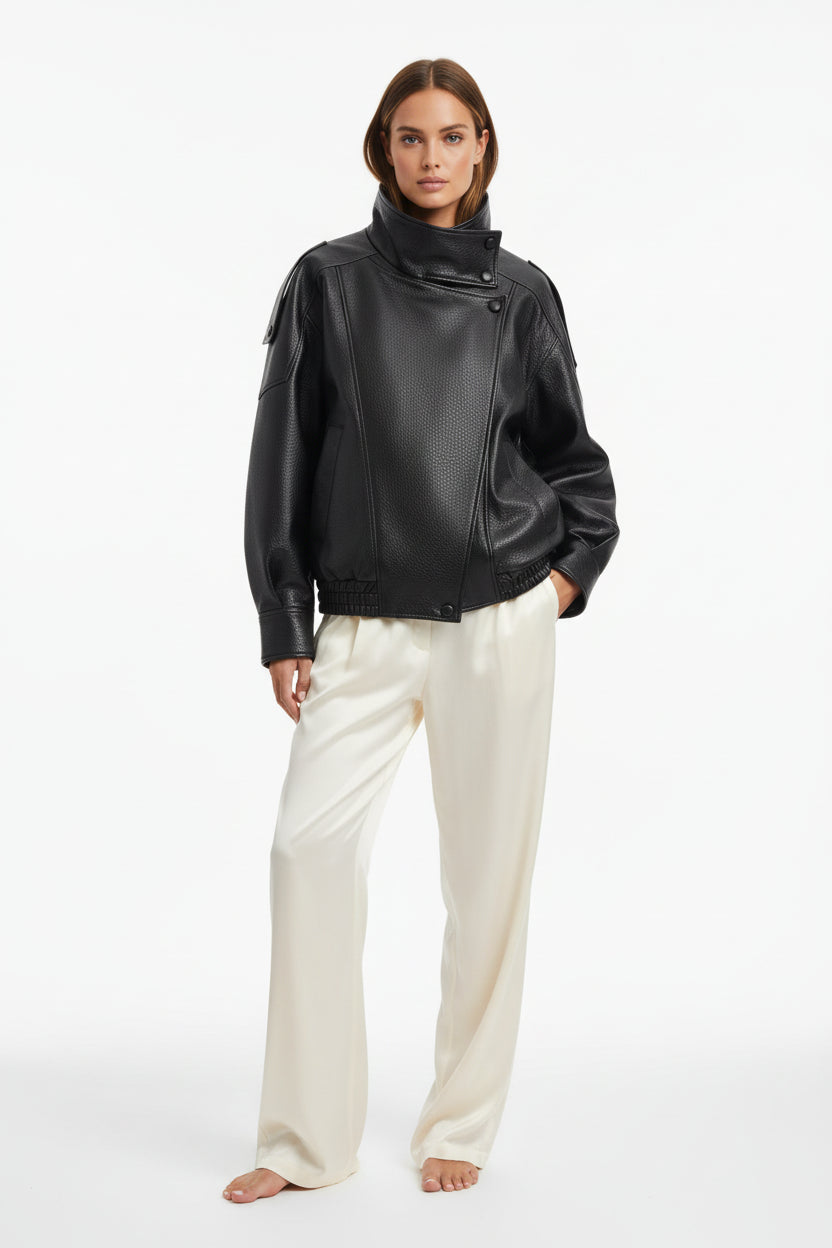 KVLOR™ Faux Leather Moto Jacket