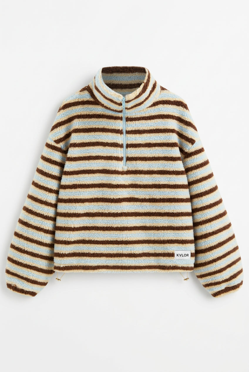 KVLOR™ Striped Half-Zip Fleece Pullover